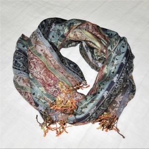 Talsha Multi-colored Woven Pashmina Fringed Scarf